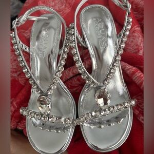 Aqua x Salvatore Rizza silver heels size 5.5